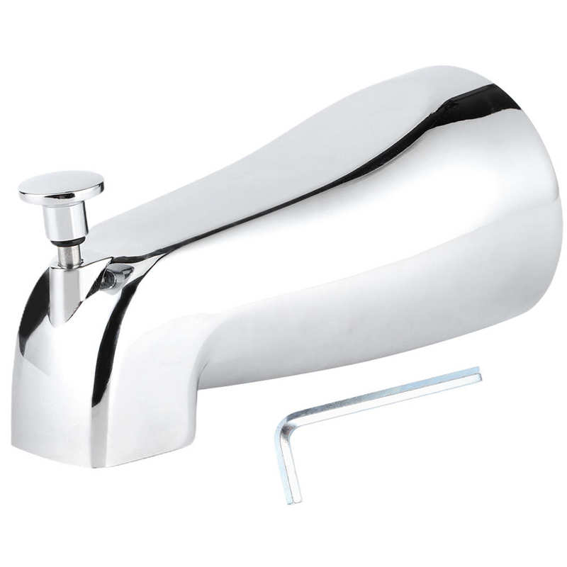 Bathroom Wall Mounted Electroplate Bathtub Faucet Tap Concealed Tub Spout With Pull Up Diverter + Hex Wrench