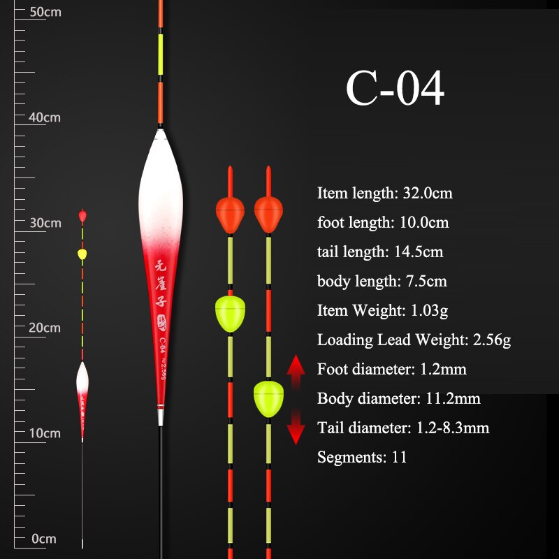 Composite Nano Floats Shallow Water Buoy Big Buoyancy Color Gradual Change Bobber Hard Tail Pesca Fishing Tackle Accessories: C-04