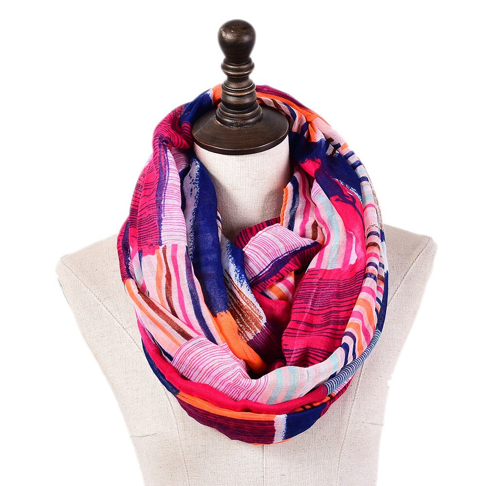 Women Plaid Ring Neck Scarf Winter Warm Soft Voile Loop Shawl Ladies Neckerchief Print Cable Infinity Scarves: 5