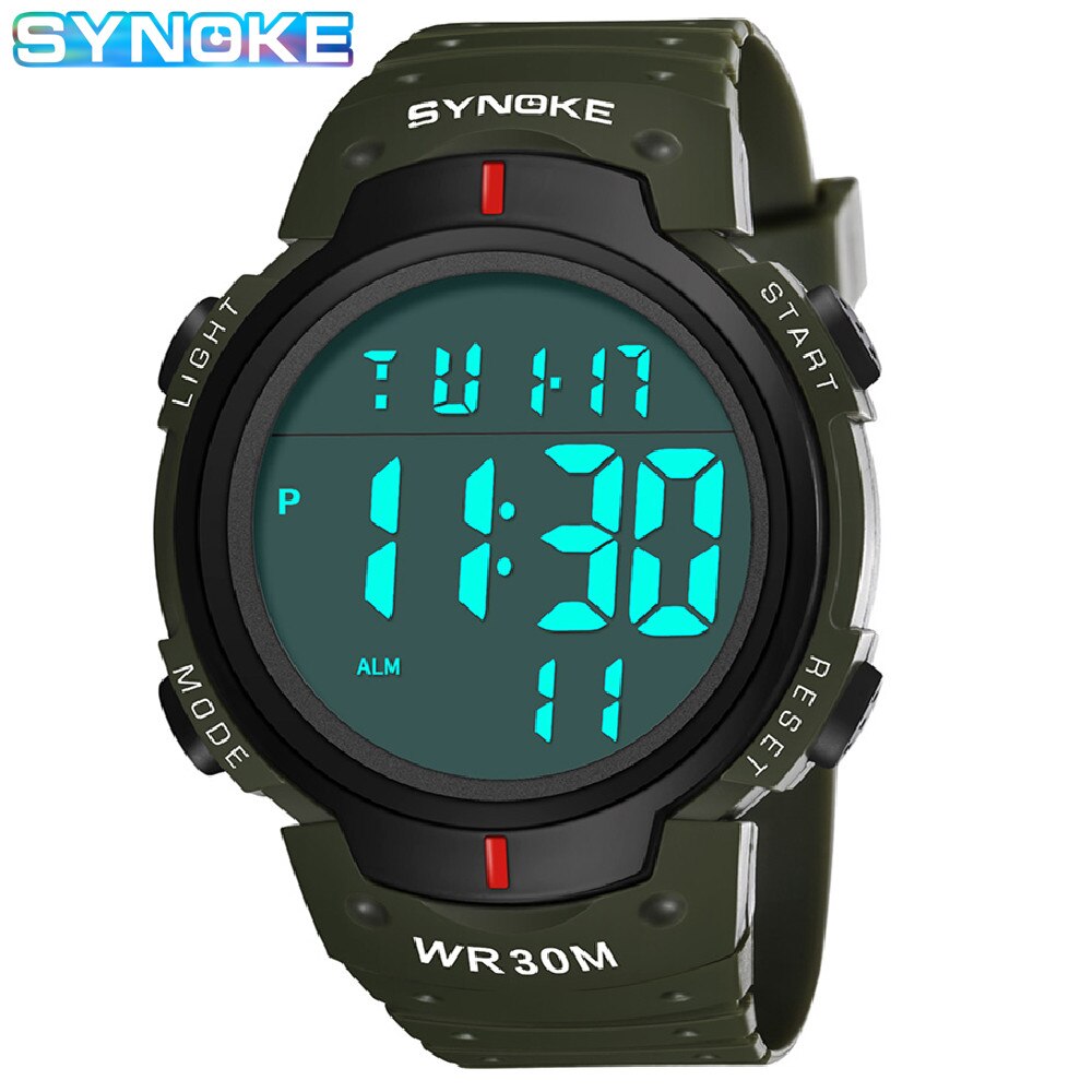 SYNOKE Outdoor Sport Horloge 30M Waterdichte Digitale Heren Mode Multifunctionele Waterdichte Digitale Horloge Heren