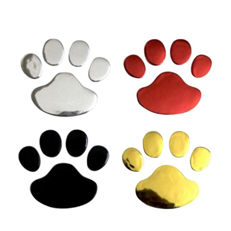 4Sheet Car Stickers Decals Paw 3D Animal Dog Cat Foot Prints Decal Car Motocycle Sticker Car Accessories