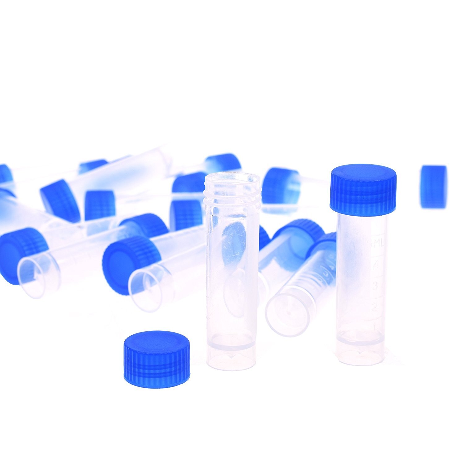 50 STKS Afstuderen 5 ml Centrifugebuis Plastic Flessen met schroefdop Transparant container Kan wetgeving flesjes