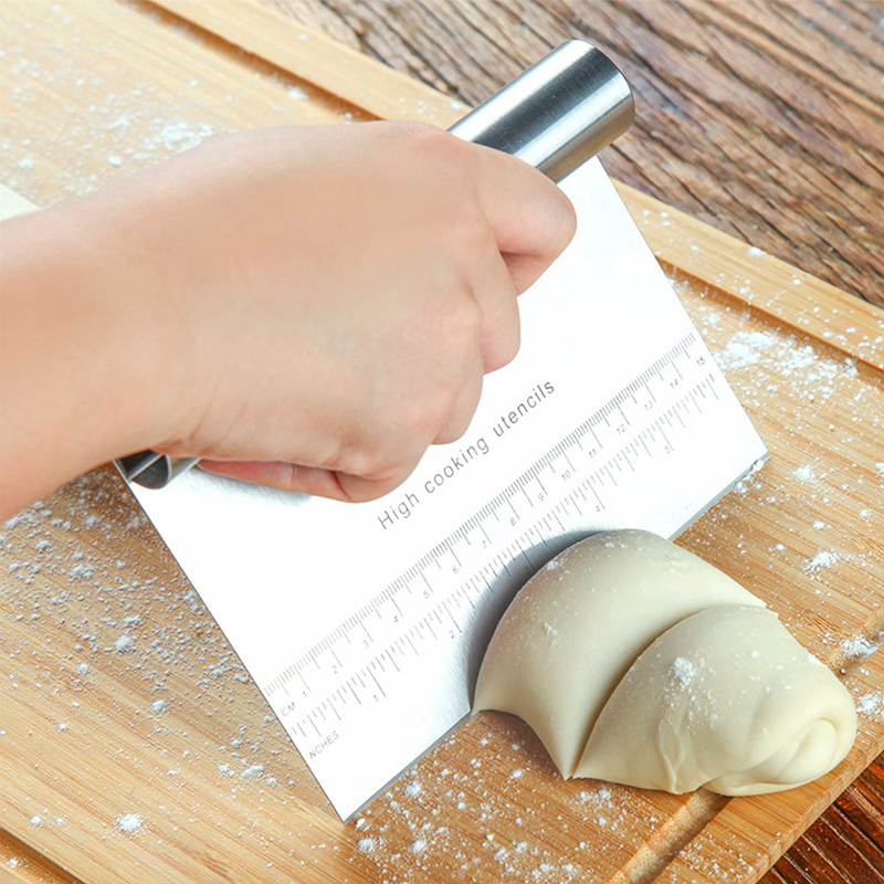 ANAEAT 1pc Stainless Steel Smoother Cake Scraper spatula Pizza Dough Cutter Flour Pastry scraper Cake Decoration Tool