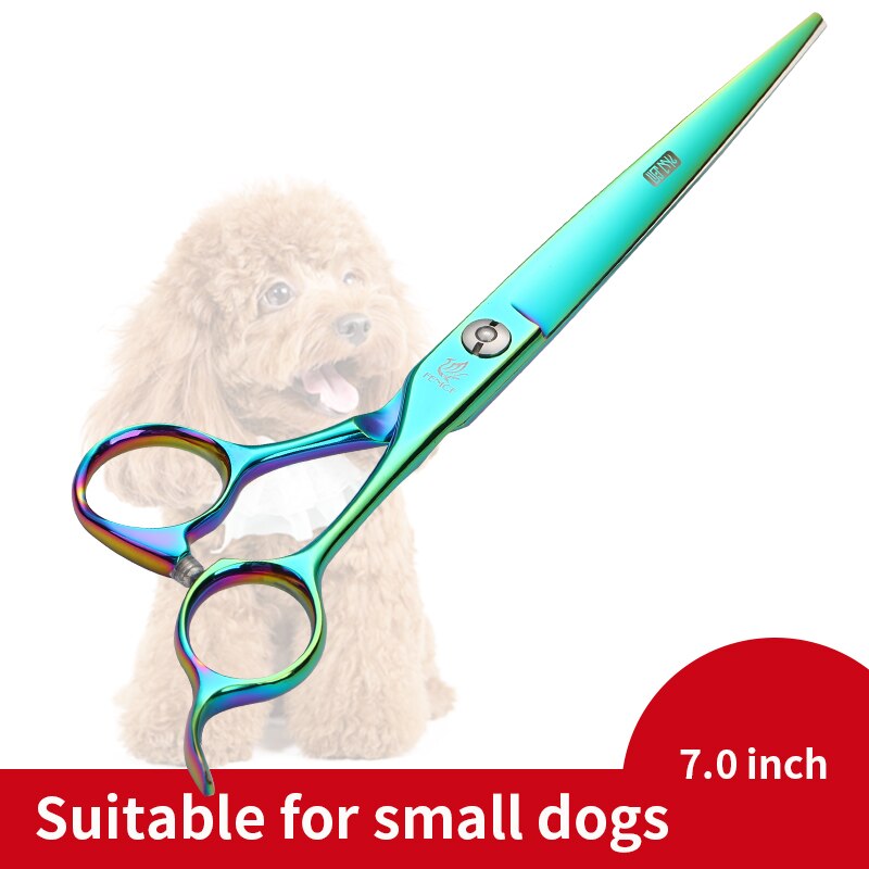 Fenice 7/7.5 inch kleurrijke hondenschaar in dierenverzorgingsscharen, knipscharen, gebogen scharen, makas tijeras: 7.0 groene stekken