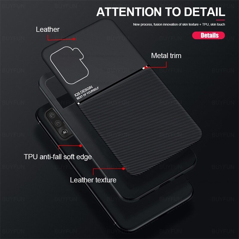 Lederen Textuur Magnetische Autohouder Silicon Bumper Shockproof Coque Cover Voor Oppo Reno5 Licht Reno 5 Lite 5 Lite case Cover