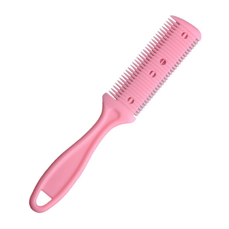 Peine para cortar el pelo con cuchillas de afeitar, cortador de pelo, herramienta de adelgazamiento, peluquero herramienta, herramientas de estilismo DIY para salón de pelo, 1 ud.: Rosa