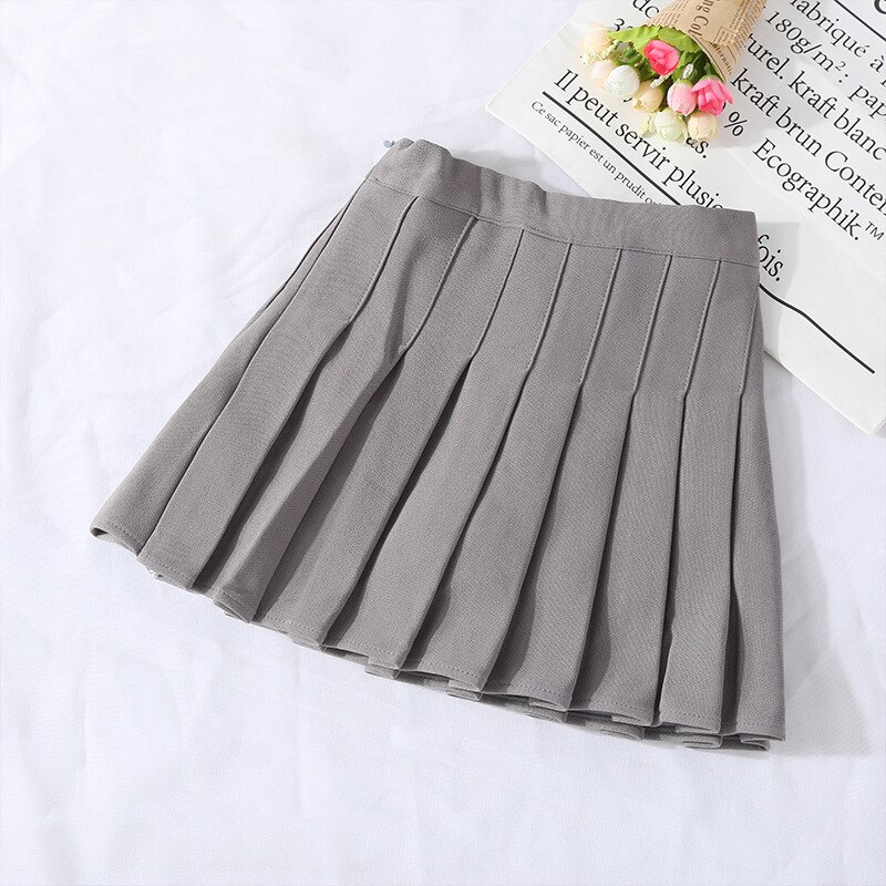 Toddler Girl Skirt Summer Girls Pleated Skirt Casual Kids Girl High Waist Plaid Skirts For School Uniform Students Clothing: csgrey