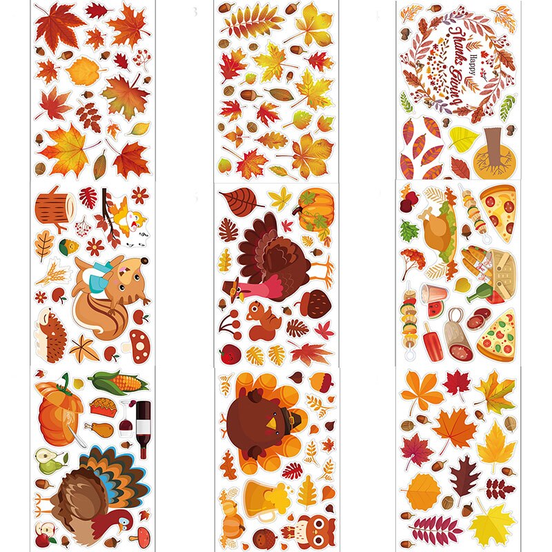 Window Wall Sticker DIY Home Decor Double Side Printing No Glue Autumn Maple Leaves Wall Art PVC Sticker Decals for Glass Door