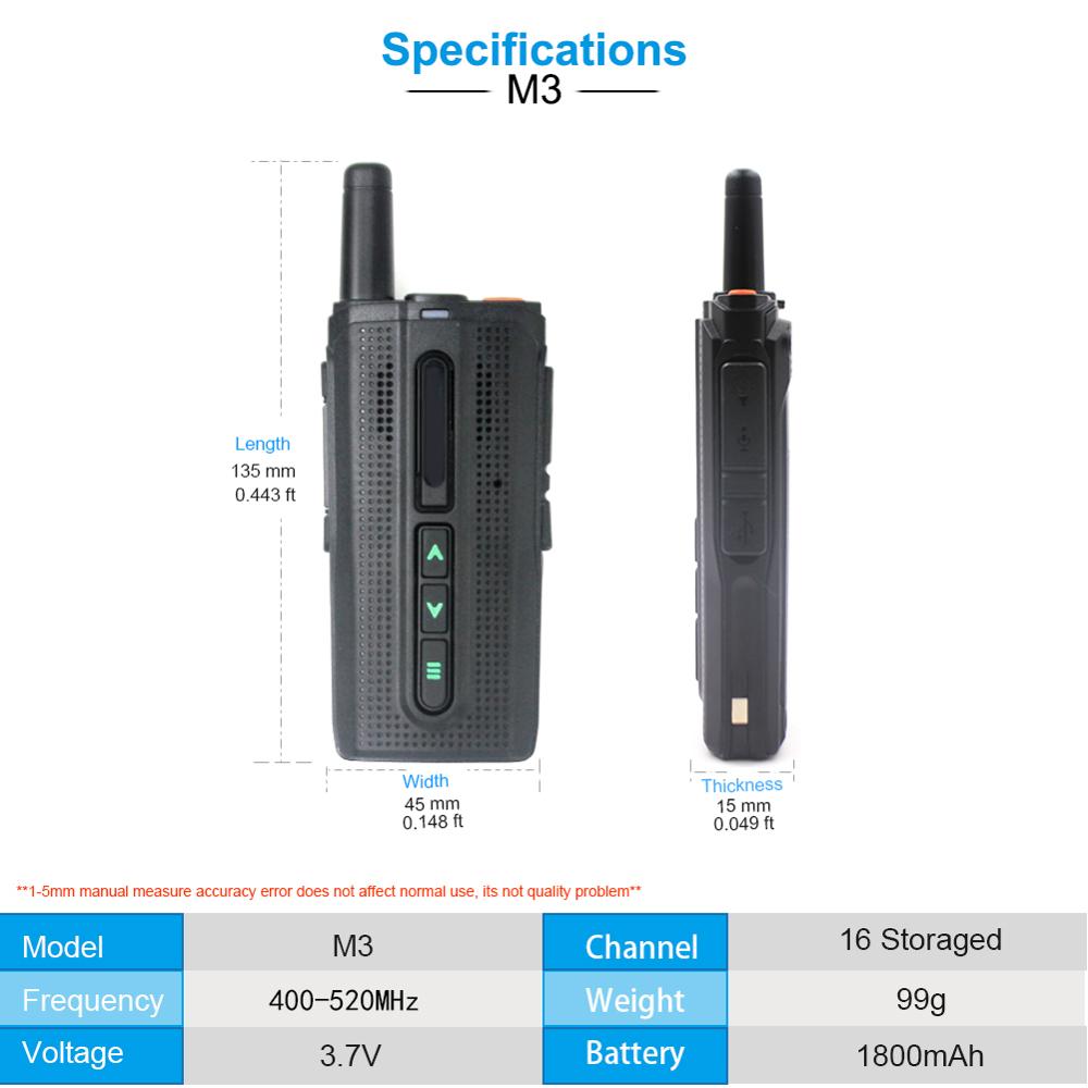 Two way inter-phone walkie talkie ANYSECU M3 UHF 400-520MHz Touch function Wireless mobile intercom analogue Super Thin