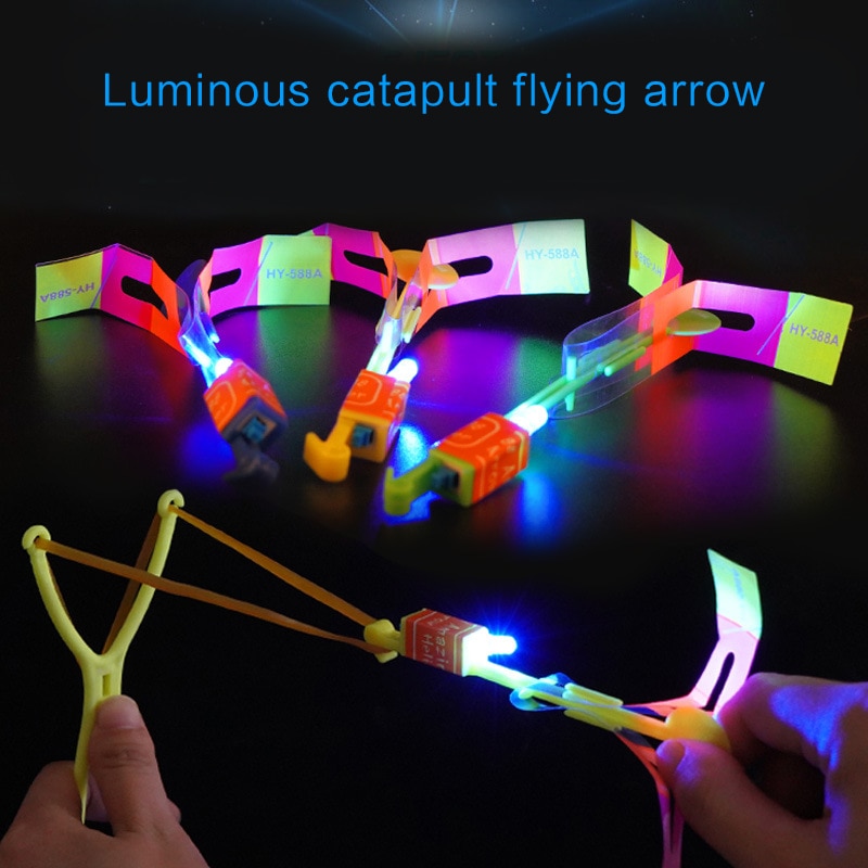 Knipperende Fly Helicopter Toy 3 Stks/set Led Light Arrow Rocket Roterende Vliegende Speelgoed Outdoorfor Kinderen