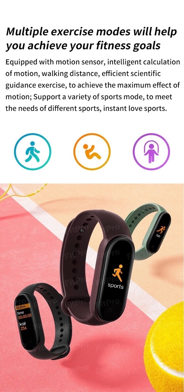 M5 Smart Bracelet Watch Bluetooth Sport Fitness Tracker Heart Rate Monitor Waterproof Women Men Smart Band Wristband Wristwatch