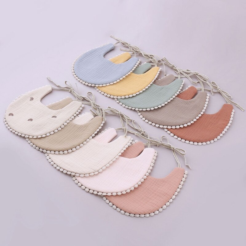 Double Side Print Bib Baby Kwastje Speeksel Handdoek Fotografie Voeden Burp Doek 87HD