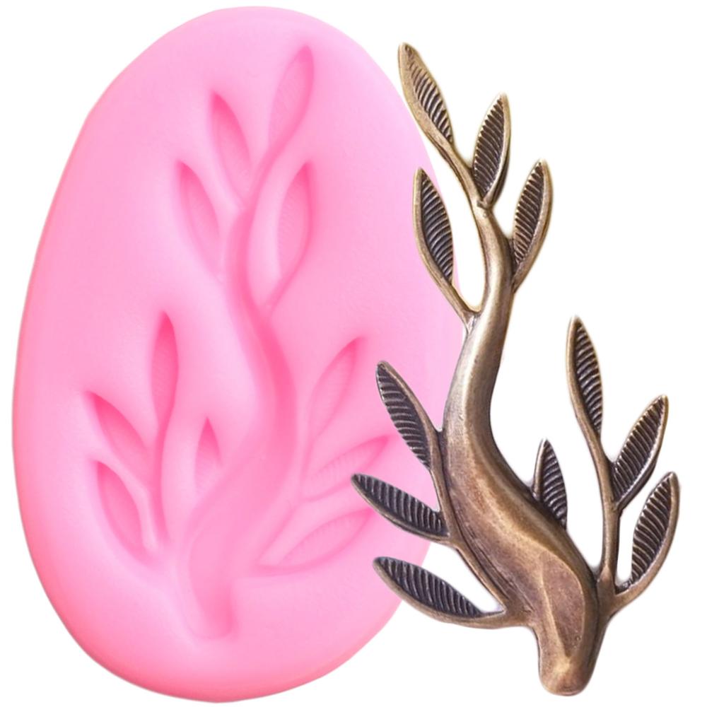 Træ grene blomst fugl silikone forme cupcake topper fondant form gør det selv kage dekorationsværktøj harpiks ler slik chokolade form: Cc478