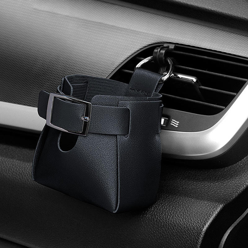 Auto-opbergtas Ontluchter Dashboard Netjes Hangende lederen organizer Box Bril Telefoonhouder Organizer Auto-accessoires: Black