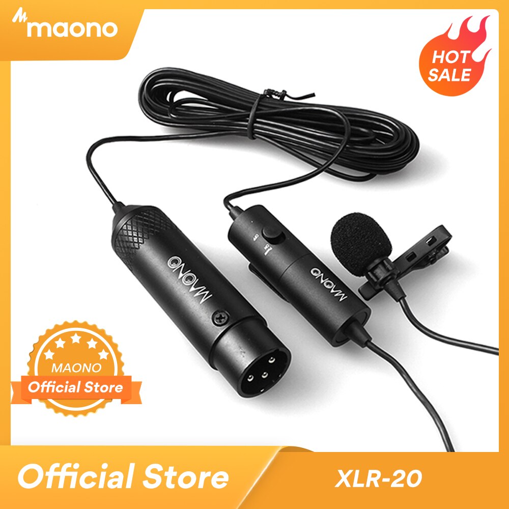 Maono Lavalier Microfoon Xlr Omnidirectionele Condensator Microfoon Clip-On Revers Microfoon Voor Dslr Camera Camcorders Voice Recorders