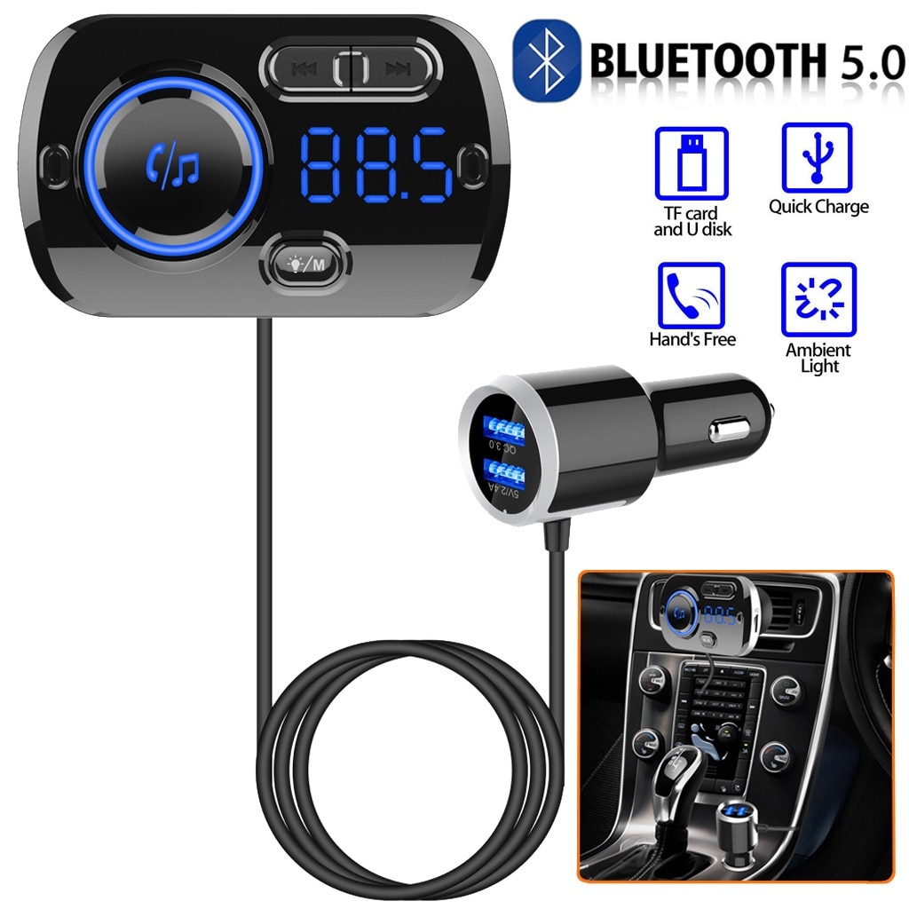 Draadloze Blueteeth Fm Transmitter Car Kit MP3 Speler Radio Autolader Adapter Sigarettenaansteker Power Snelle Usb Car Charger