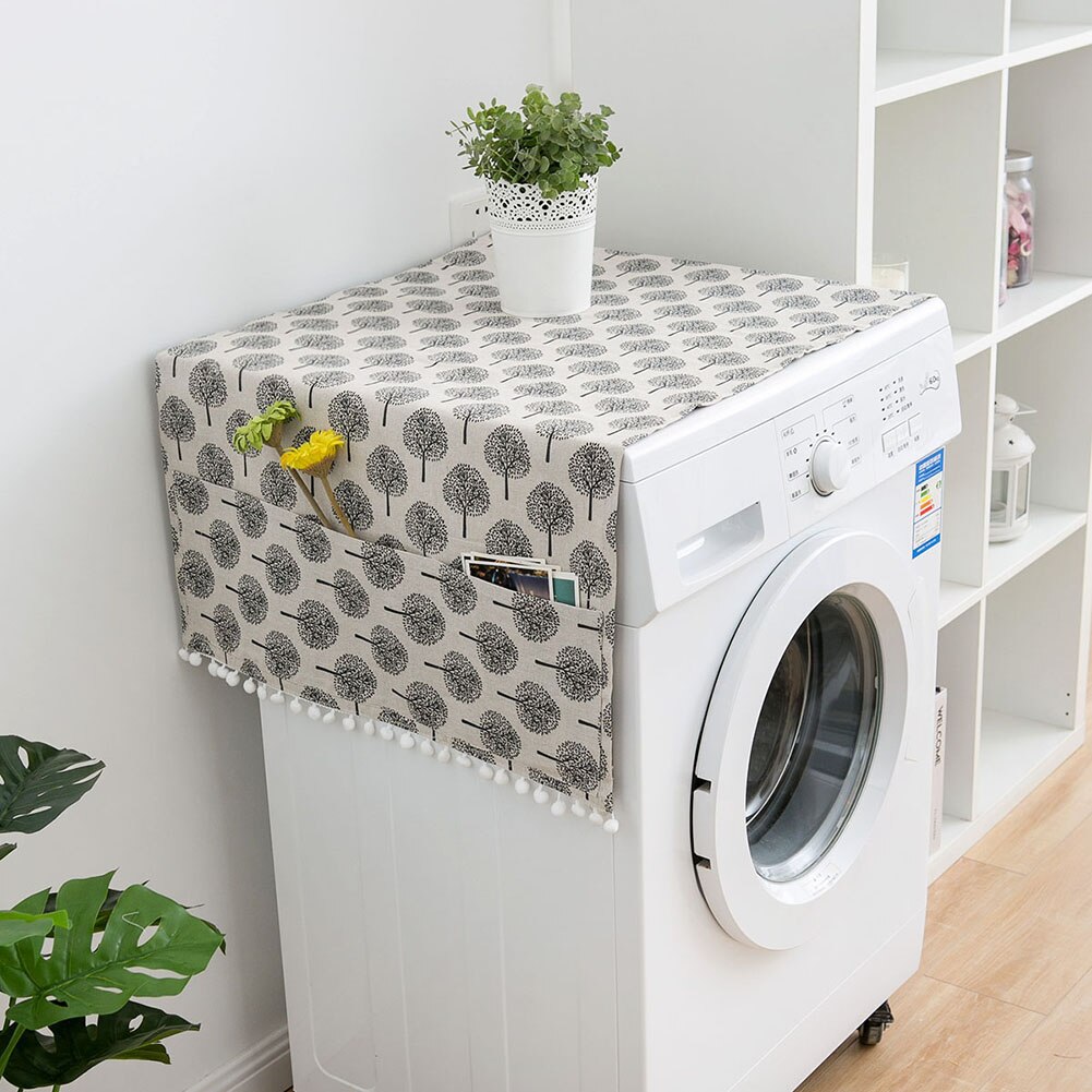 Køleskab støvdæksel med lommestøvbeskytter vaskemaskine støvdæksel køkken badeværelse opbevaring organisator taske hængende pose: 9