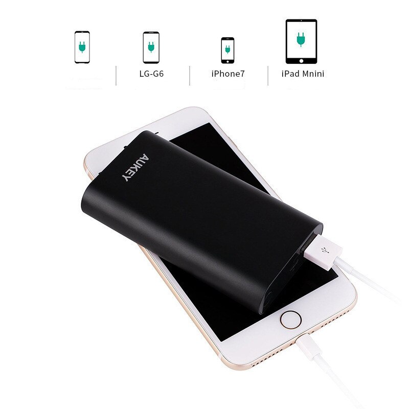 Aukey, 36,48 W, 10050mAh, Banco de energía con carga rápida 3,0, cargador de batería externa portátil con cargador USB para teléfono