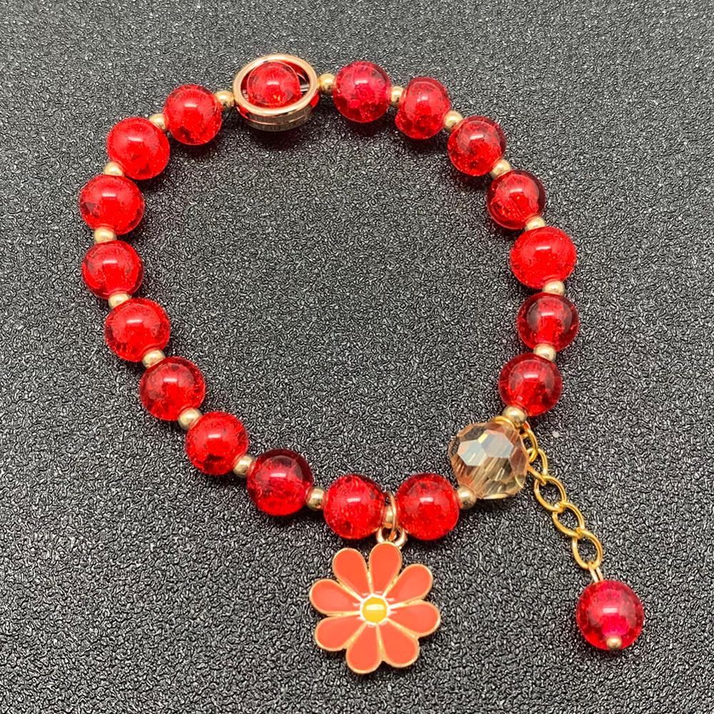 Bohemian Handmade Blume Form Lange Quaste Glas Armband Seld Baumeln Sets Frauen Multi Farbe Armbänder Schmuck Weihnachten: Red Flower A