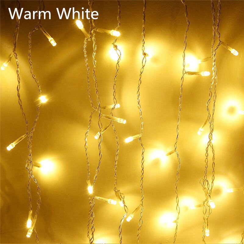 Jaar Led Gordijn Garland Op Het Raam Kerstverlichting 4 M/5 M Kerstverlichting Voor straat Guirlande Kerst Decoratie: Warm white / 8 flashing EU Plug