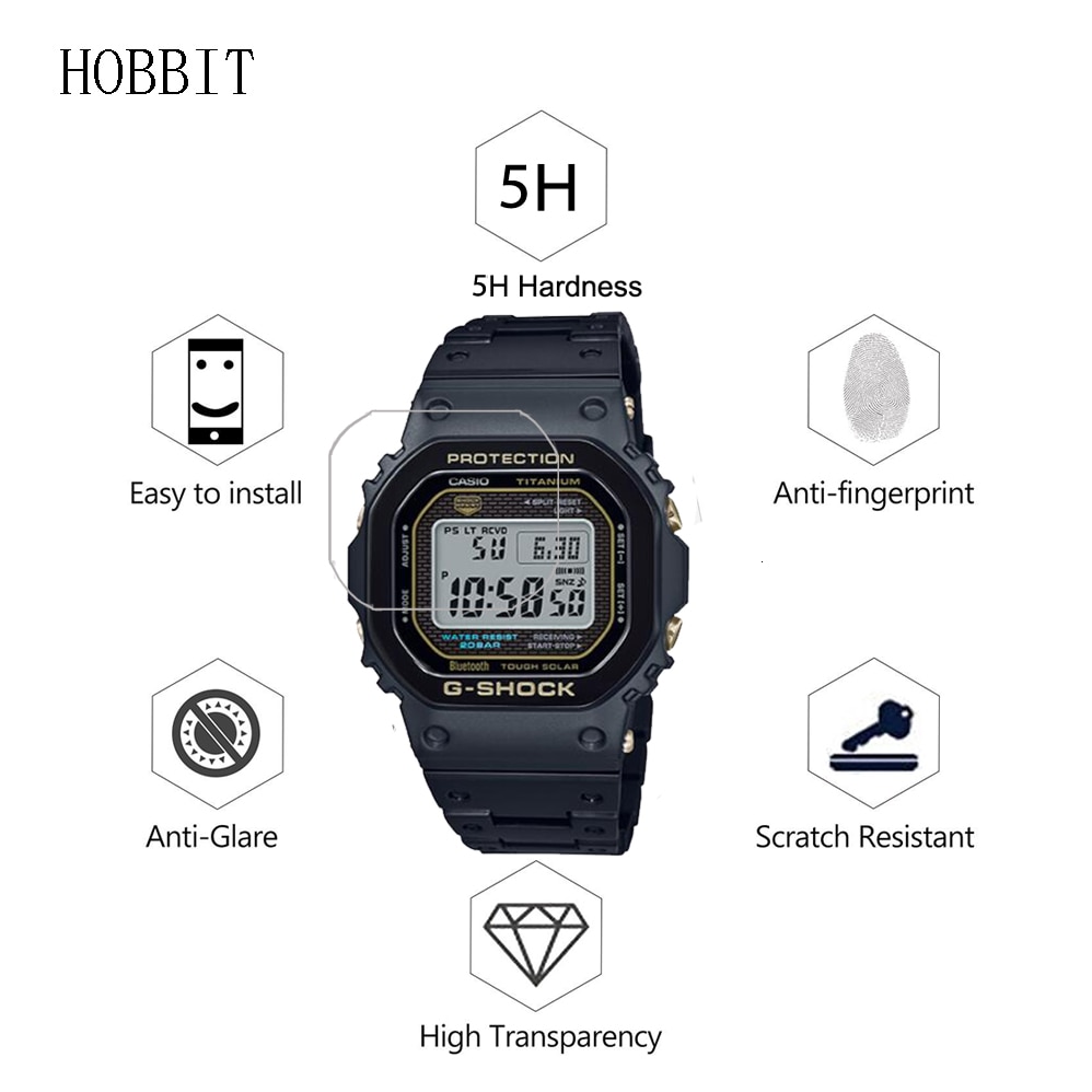 3 stk for casio gmw -b5000tb gmw -b5000 gmw -b5000pb g-shock watch skjermbeskyttelsesfilm gmw -b5000 tcm -1pr anti-sjokk klar film