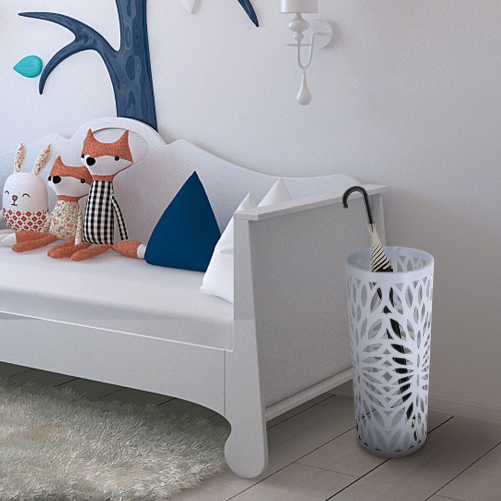 1Pc Hotel Umbrella Storage Bucket Wrought Iron Entryway Hollow Umbrella Stand