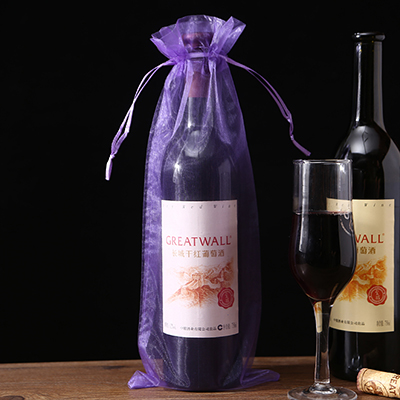 Organza wijnzakken met trekkoord, huwelijkscadeauzakje in paars rood goud roze bungurdy champagnefleshouder, feestevenementbenodigdheden: Licht Groen