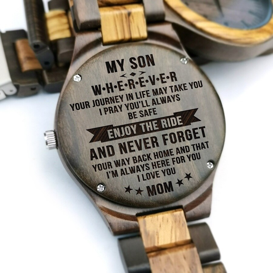 Aan mijn zoon - je bent in staat om alles te bereiken als je je er maar op richt houten gegraveerd horloge gegraveerd heren sandelhout horloge: Y1807