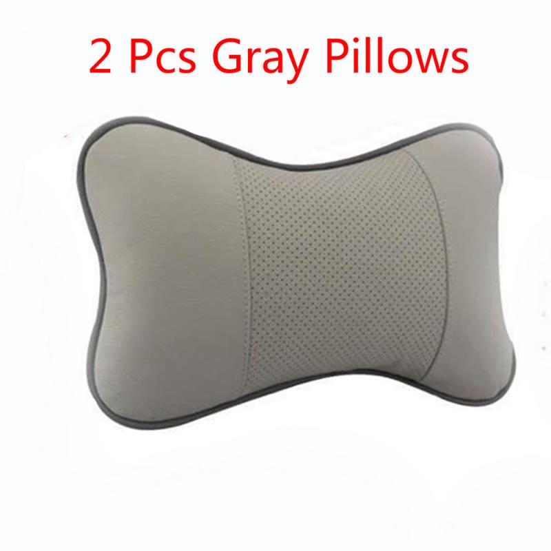 Reposacabezas de algodón con memoria para asiento de coche, cojín Protector de cabeza, accesorios para Interior de coche,: 2 PCS Gray