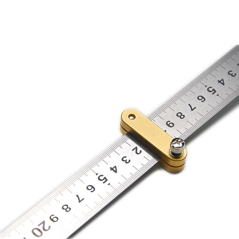 Stalen liniaal, 30 cm metalen liniaal houtbewerking Mark Locator meetinstrument met messing schuif voor bouwvakkers en studenten