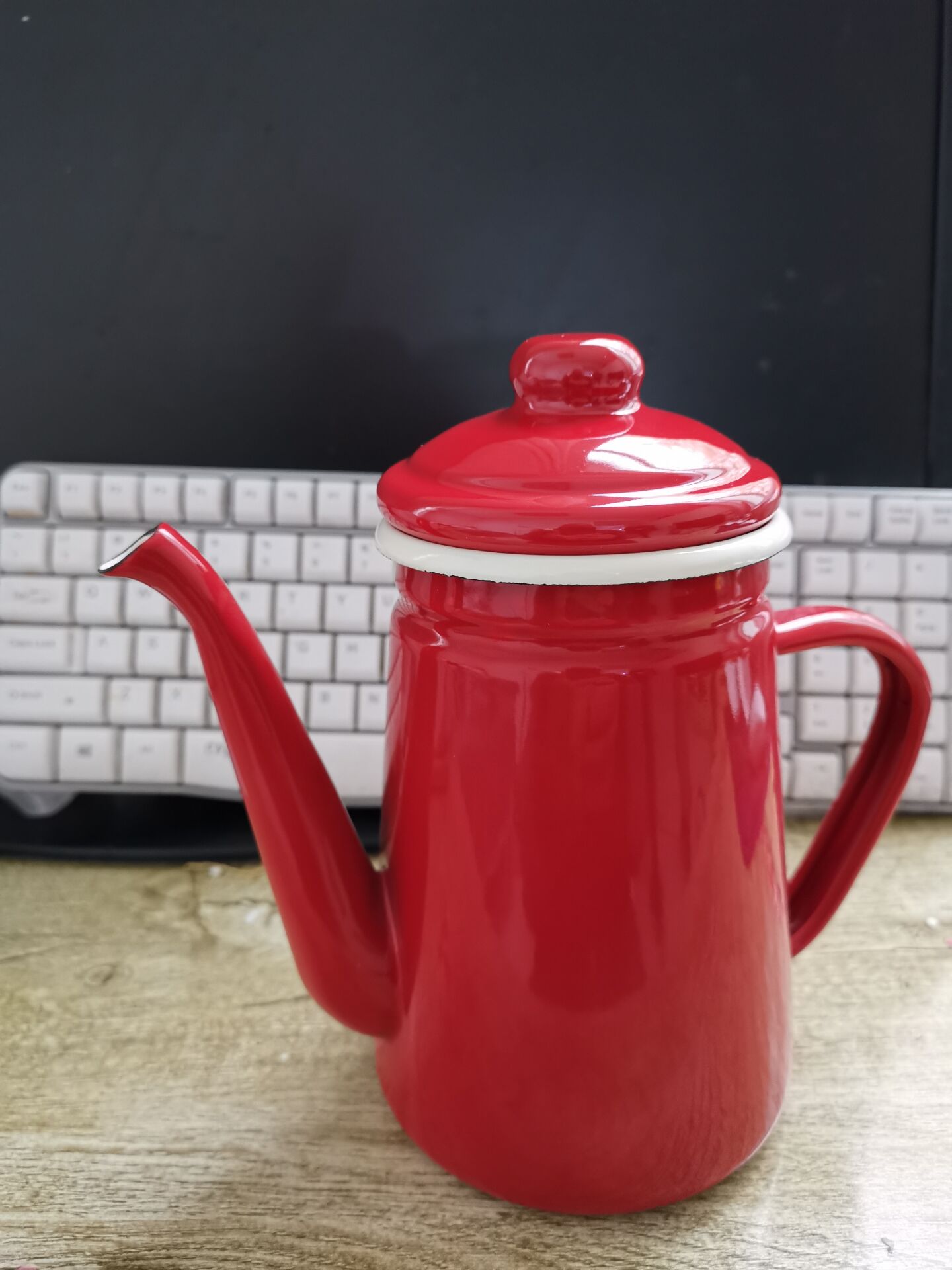 Vintage Emaille Ketel Koffie Pot Thee Ketel Olie Pot: Rood