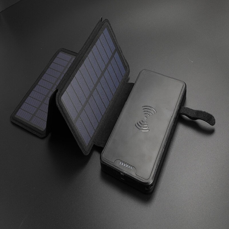 20000mAh Batterie Portable Solaire Portable Pliant Panneau Solaire Panneau Solaire Extérieur Étanche Chargeur De Batterie Solaire Pour Camping Randonnée: Black-20000mAh