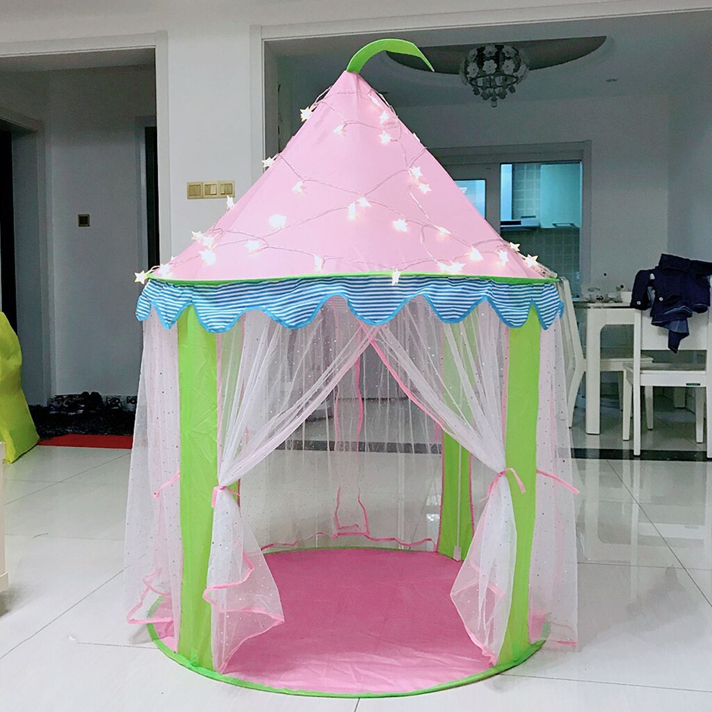 Pink Castle Play Tent Kids Children Indoor Outdoor Playhouse with Storage Bag, 104cm x 140 cm