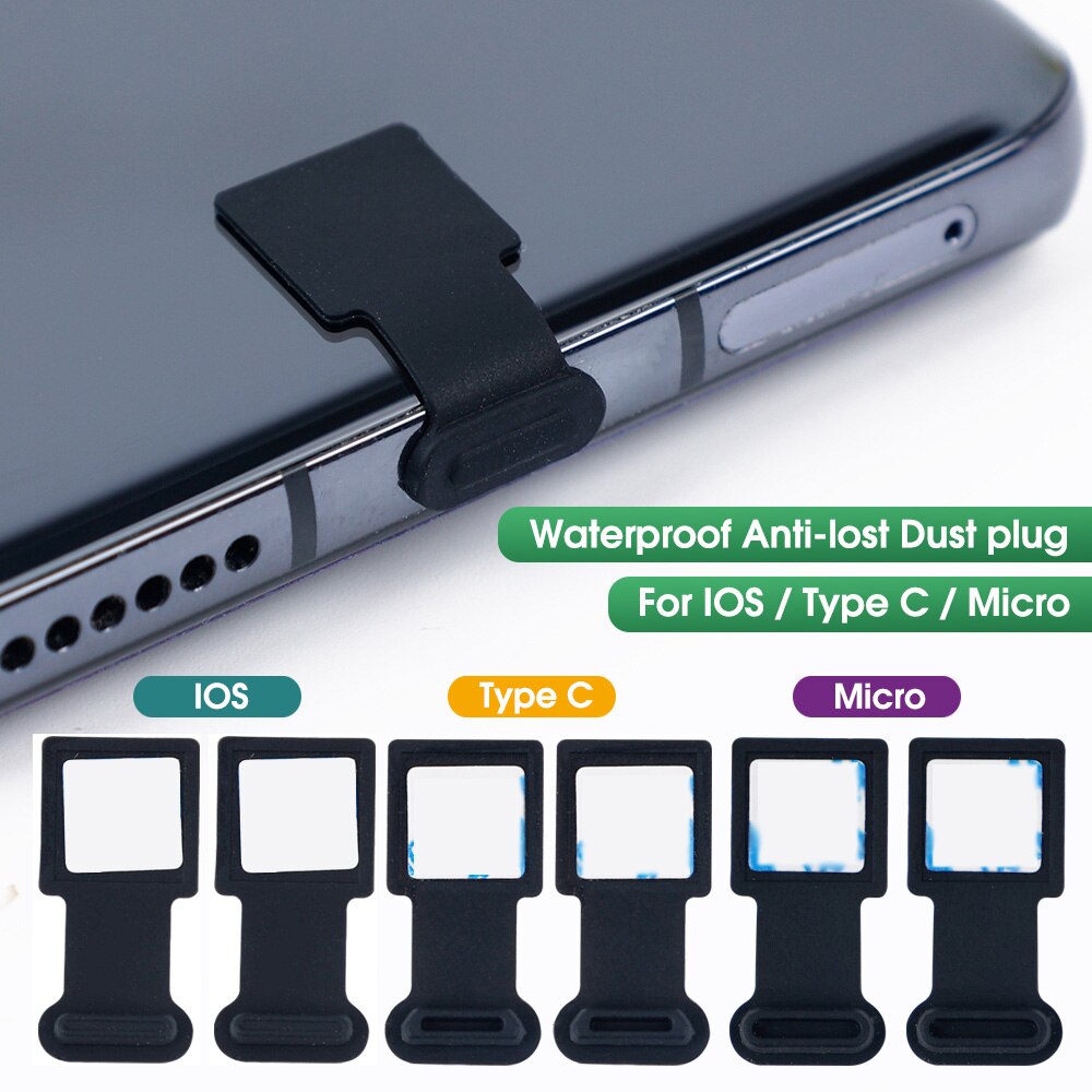 Prise anti-poussière de téléphone en Silicone, anti-perte, Port de chargement micro USB type-c, housse de protection anti-poussière pour iPhone