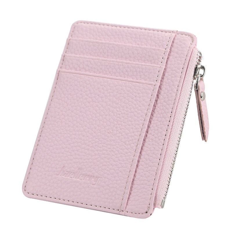 Mode Mannen/Vrouwen Mini Id-kaart Houders Business Credit Card Houder Pu Leather Slim Bankkaart Case Organizer Wallet rits: Roze