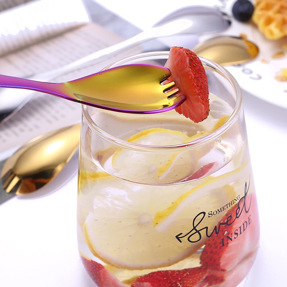 Stainless Steel Double-headed Spoon Fork Multifunctional Dual-purpose Spoon Portable Tableware