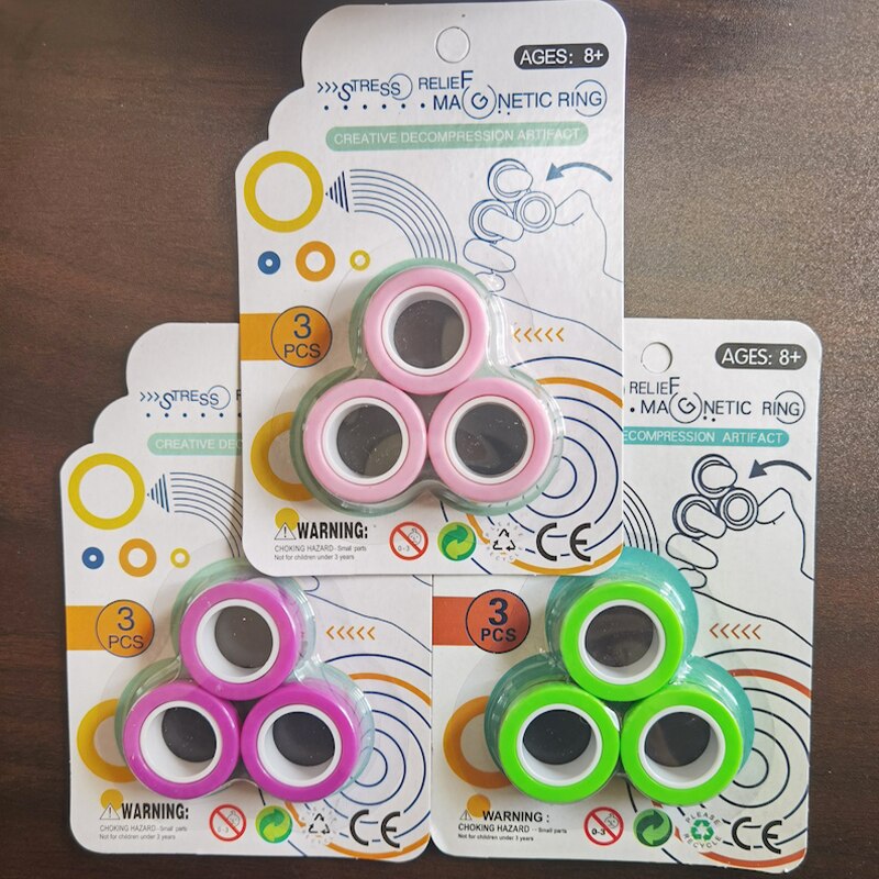 Anti-Stress Magnetische Ringen Fidget Unzip Speelgoed Magic Ring Props Gereedschap Kinderen Magnetische Ring Vinger Spinner Ring Volwassen Speelgoed