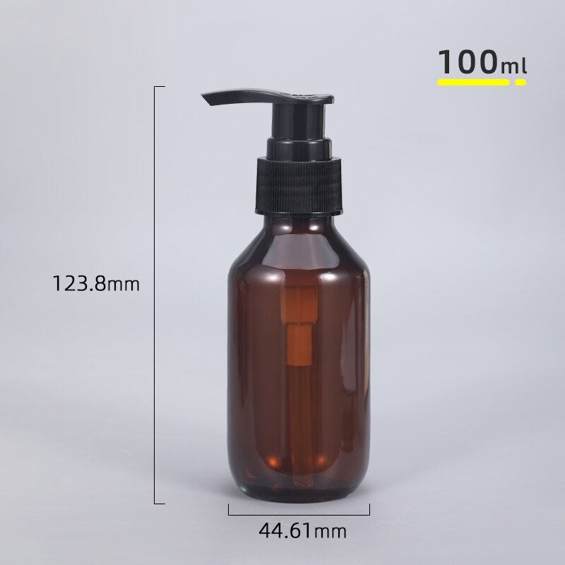 Tom tvålflaska för husdjur brun badrumsduschgel påfyllningsbara flaskor schampotvätt hårbalsam lotions pressautomat: 100ml