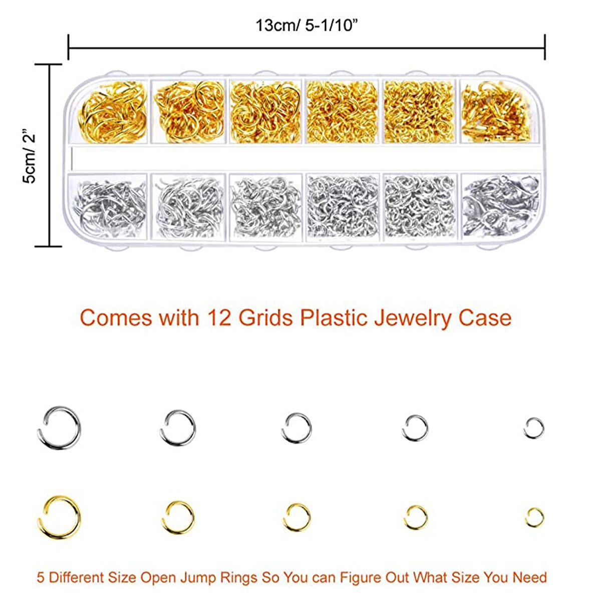 1200-delige goudzilveren open ringetje en karabijnsluiting sieradenaccessoireset met tang
