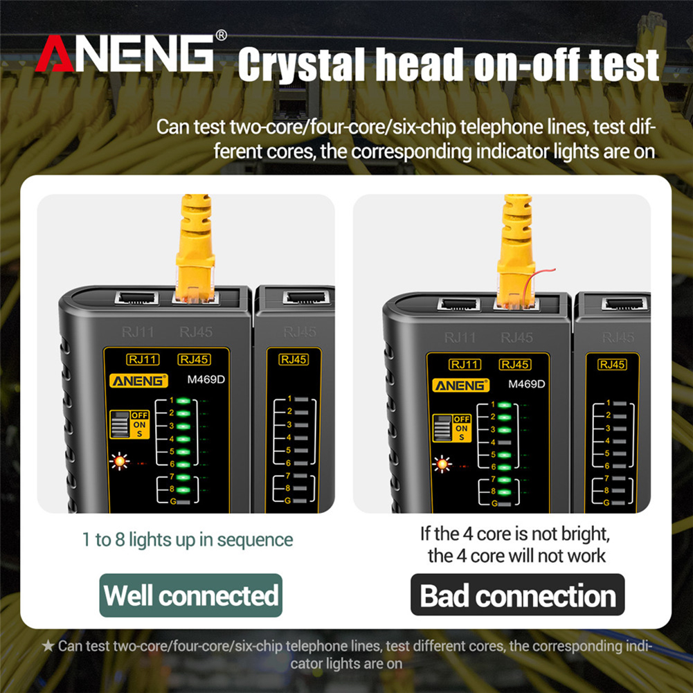 Aneng M469D RJ45 Kabel Lan Tester Netwerk Kabel Tester RJ45 RJ11 RJ12 CAT5 Utp Lan Kabel Tester Networking Tool Netwerk reparatie