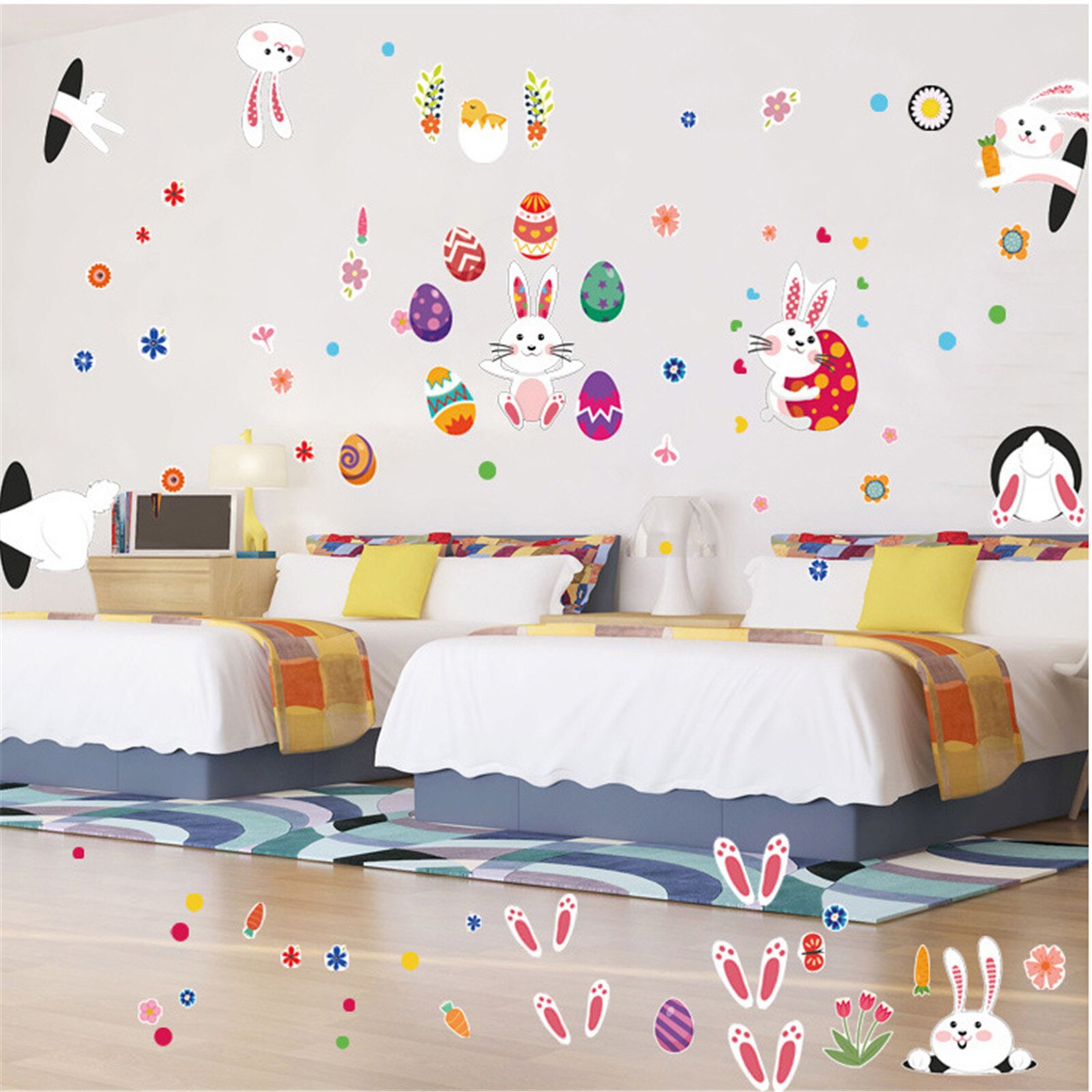 Easter Window Clings Decals Carrot Bunny Egg Window Sticker for Wall Door Decor Easter Party Home Decor Animal Sticker#30