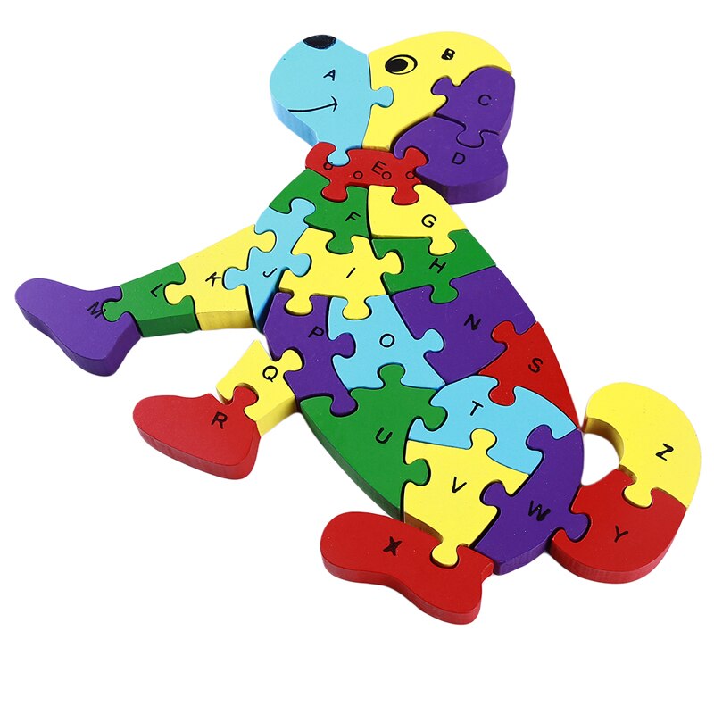 Baby Houten Puzzel Speelgoed Gebouw Kinderen Cognitie Zitten Hond Alfabet Puzzel Montage Digitale Puzzel 3d Speelgoed Kids