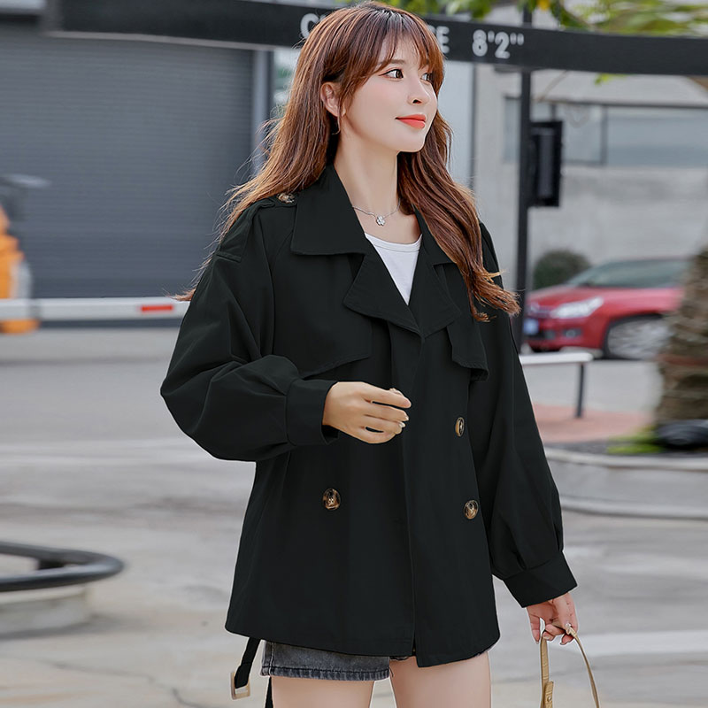 Kvinder trenchcoat khaki kort afslappet koreansk tidligt efterår stil lille vindjakke talje bælte outwear jakke frakke kvinder