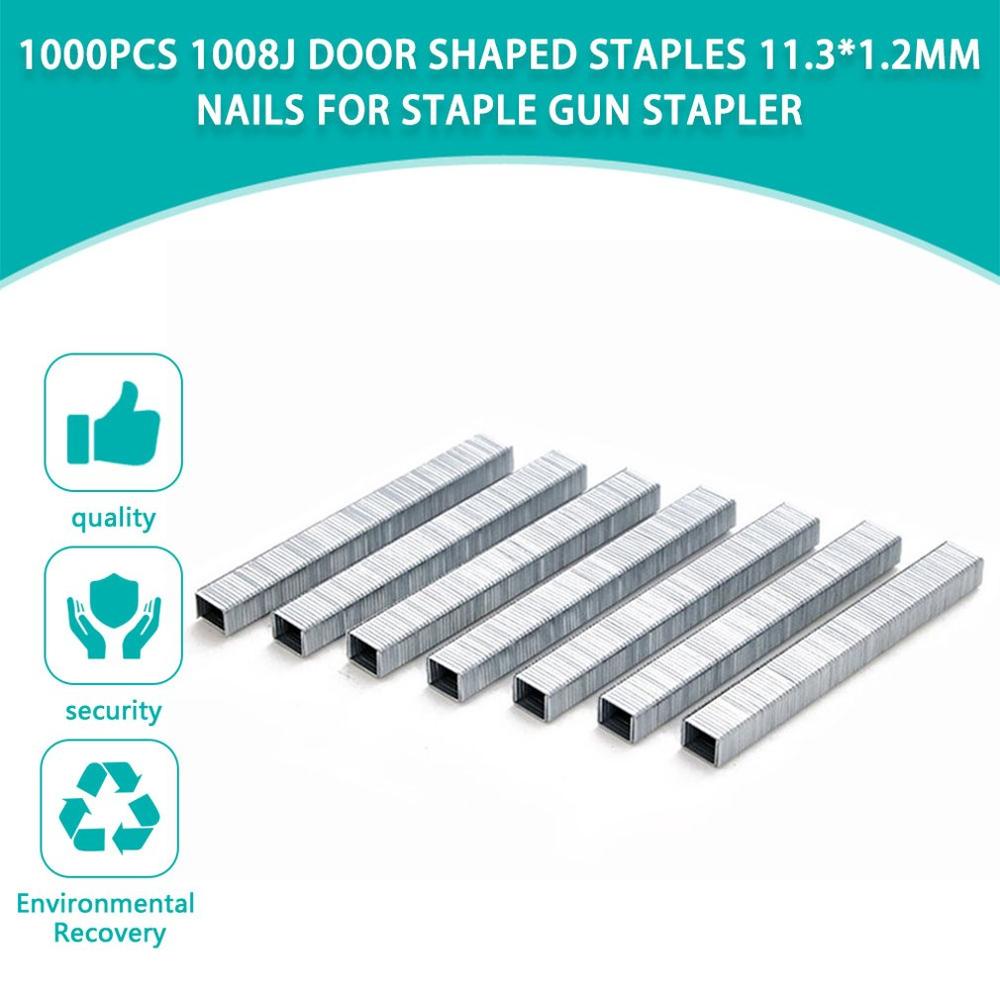1000 pz 1008J graffette a forma di porta 11.3*1.2mm chiodi per pistola per punti metallici 3 in 1 cucitrice meccanica accessori strumento per carpentiere