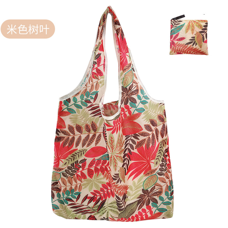 Big Polyester ECO Folding Bag Reusable Shopping Bags for Market Foldable Shop Bag Eco-friend Reduce Plastic: Maple leaf