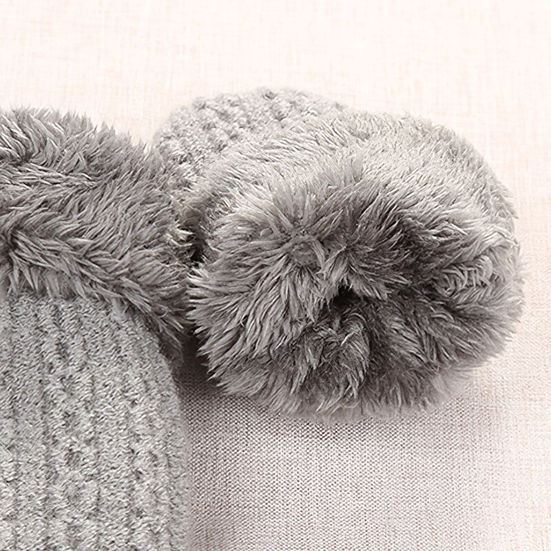 Gants tricotés chauds pour enfants, fourrure épaisse, hiver