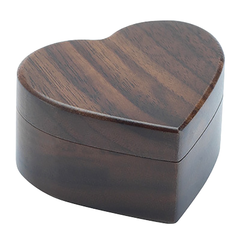 HLZS-Love Heart Shape Walnut Wooden Ring Box Solid Wood Decorative Jewellery Storage Box Engagement Box Proposal Anniversary Gif: A