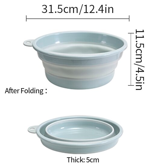 Fold Washbasin Plastic Wash Basin Wash Basket Kitchen Bathroom Laundry Basin: blue-M