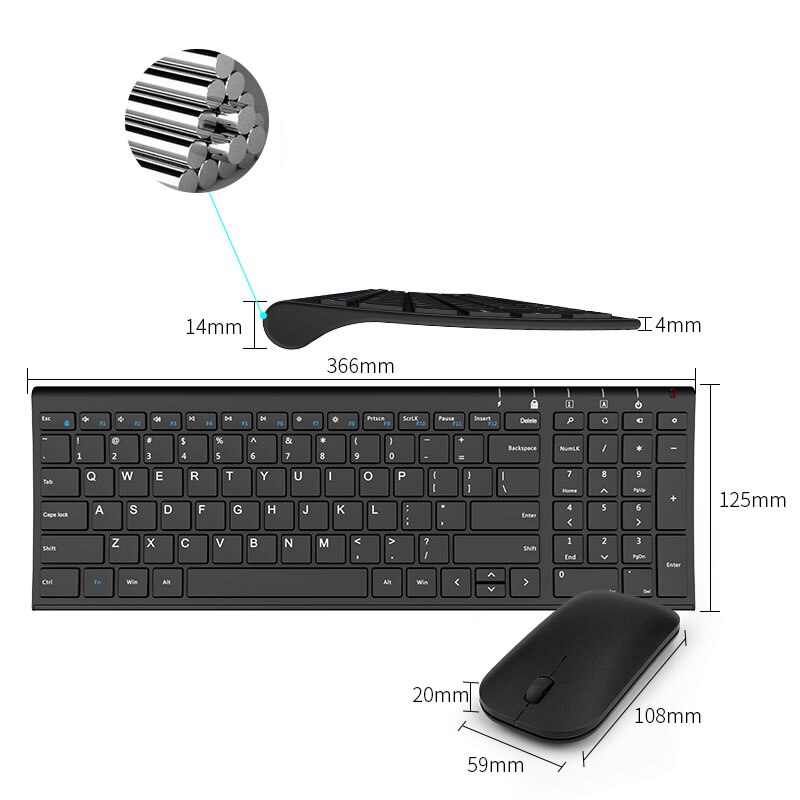Protable 2.4g trådlöst tangentbord minimus combo usb-mottagare tangentbord spelmus för macbook mi laptop notebook pc dator