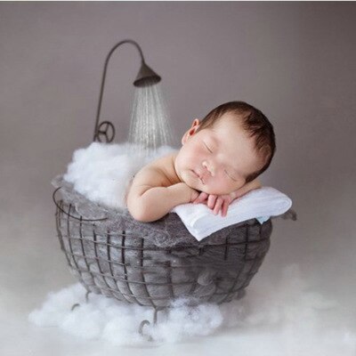 Baby Photography Auxiliary Frame Iron Basket Shower Bathtub Props Newborn Photography Prop Posing Studio Accessori Fotografi: black